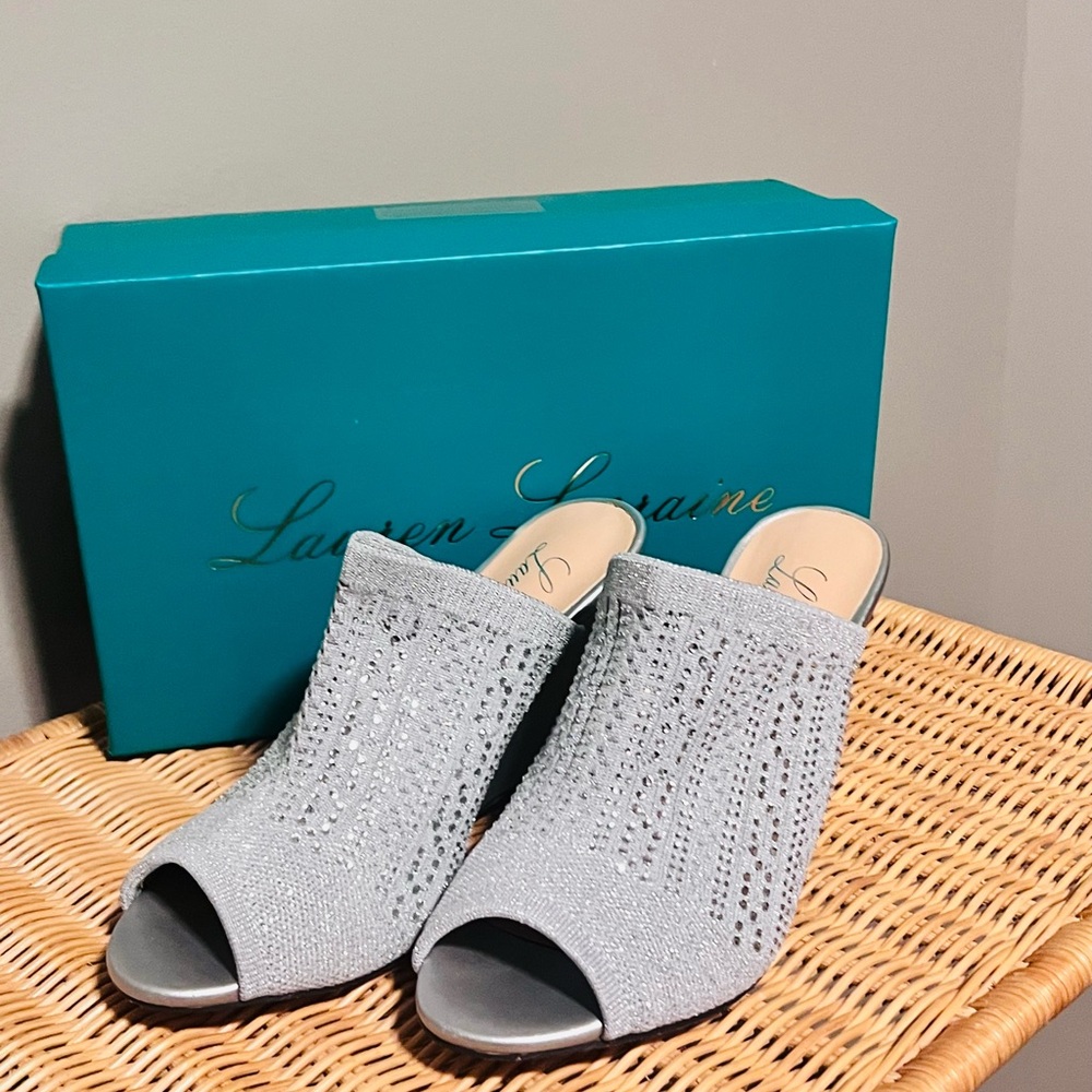 Lauren Lorraine Glittering Silver Wedges - Picture 2 of 4